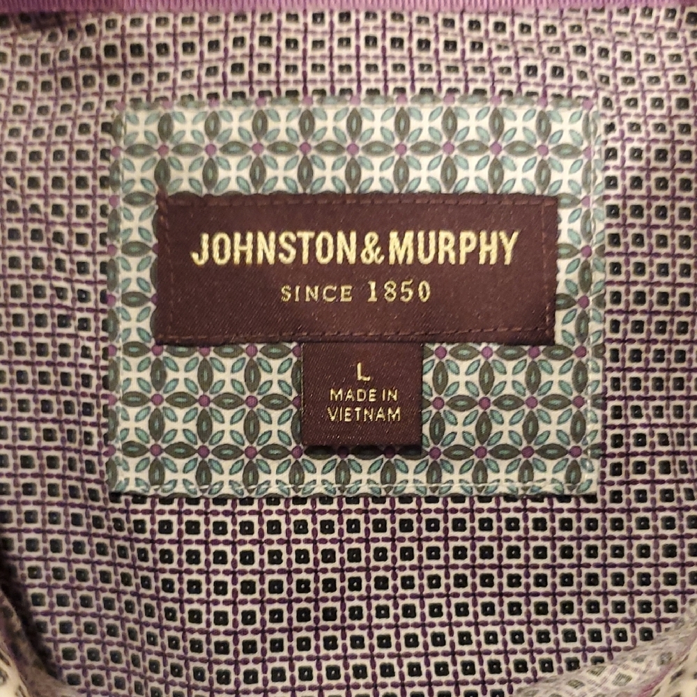Johnston & Murphy Black and White Casual Button Down Shirt - Picture 2 of 3